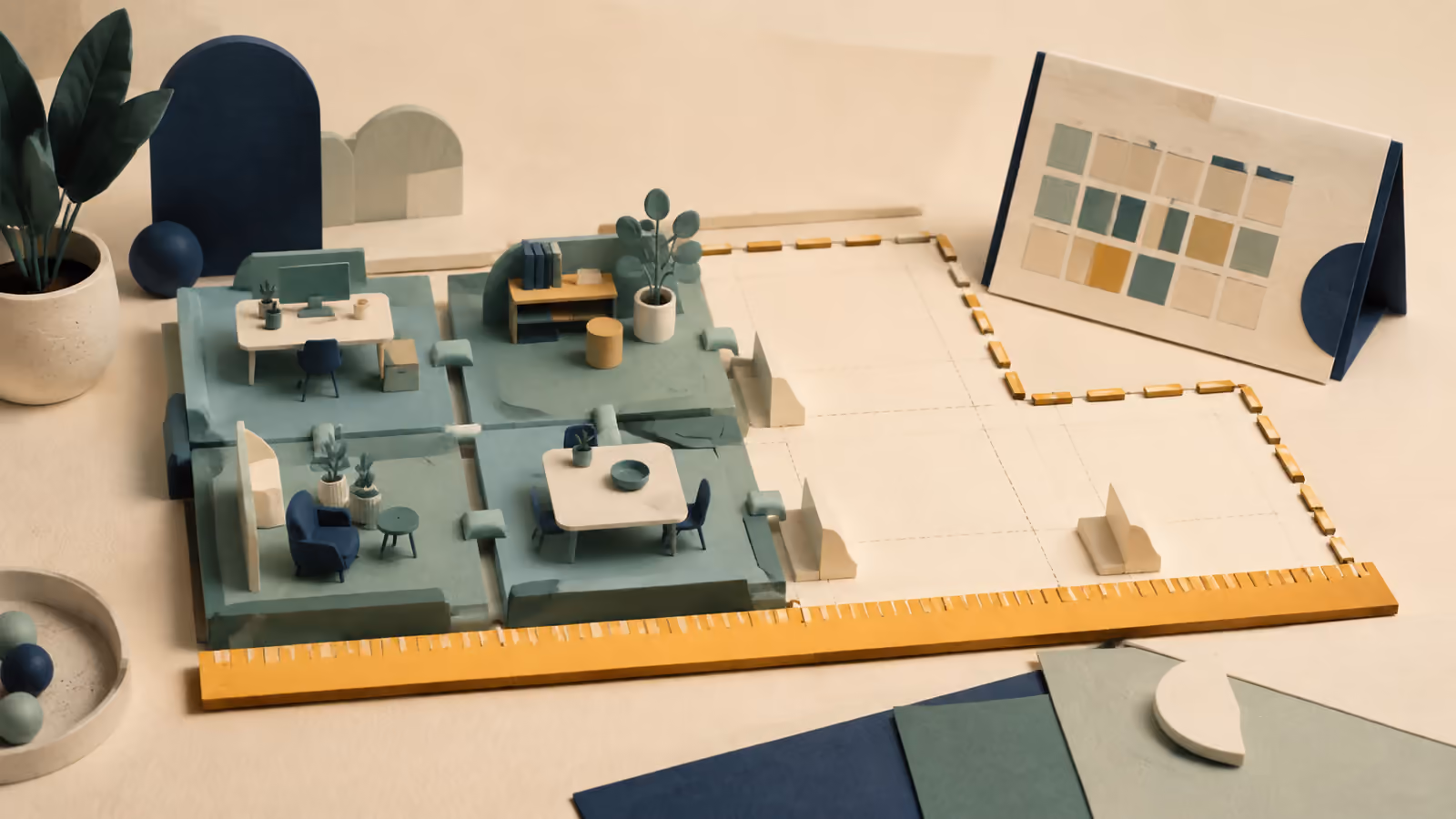 Existing modular workspaces remain connected beside an amber capacity boundary and a calendar panel.